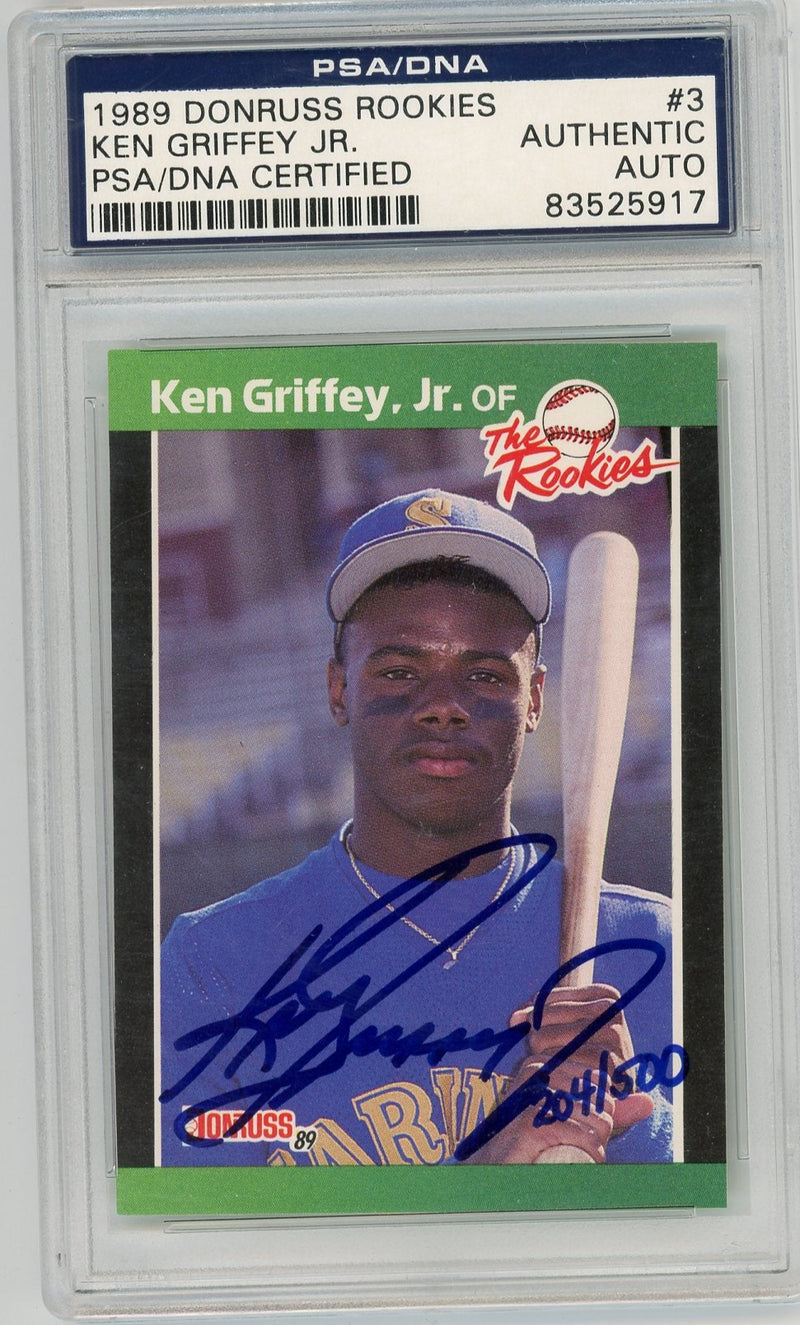 Ken Griffey Jr. 1989 Donruss The Rookies Auto Hand Numbered 204/500 PSA/DNA Authentic