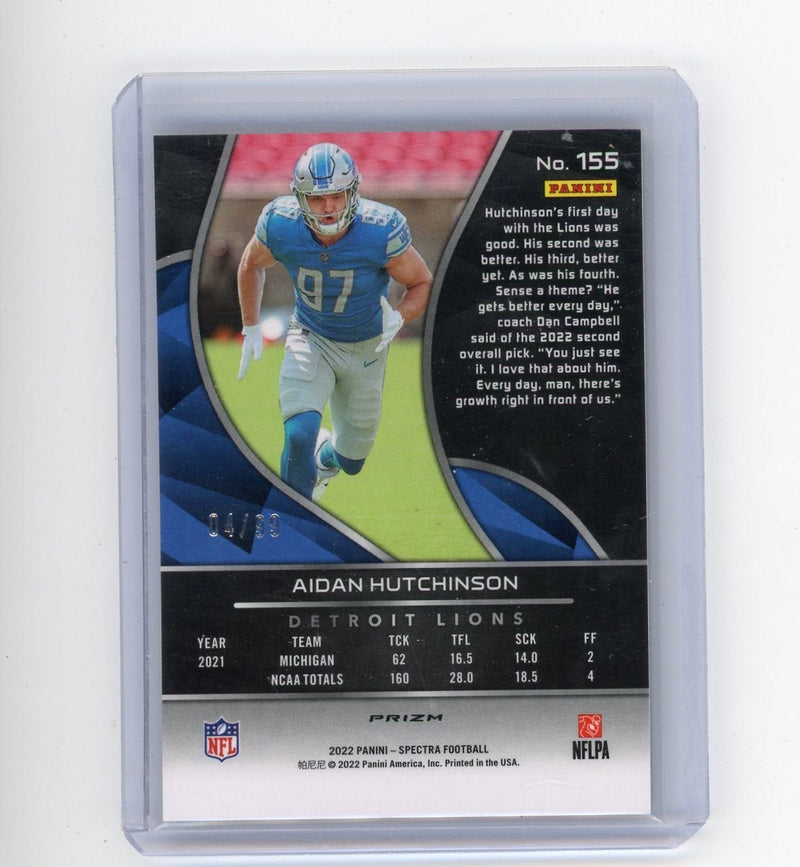 Aidan Hutchinson 2022 Panini Spectra Celestial prizm rookie card 