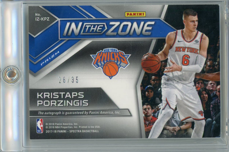 Kristaps Porzingis 2017-18 Panini Spectra In The Zone Green Scope Auto 
