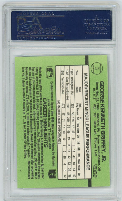 Ken Griffey Jr. 1989 Donruss The Rookies Auto Hand Numbered 204/500 PSA/DNA Authentic