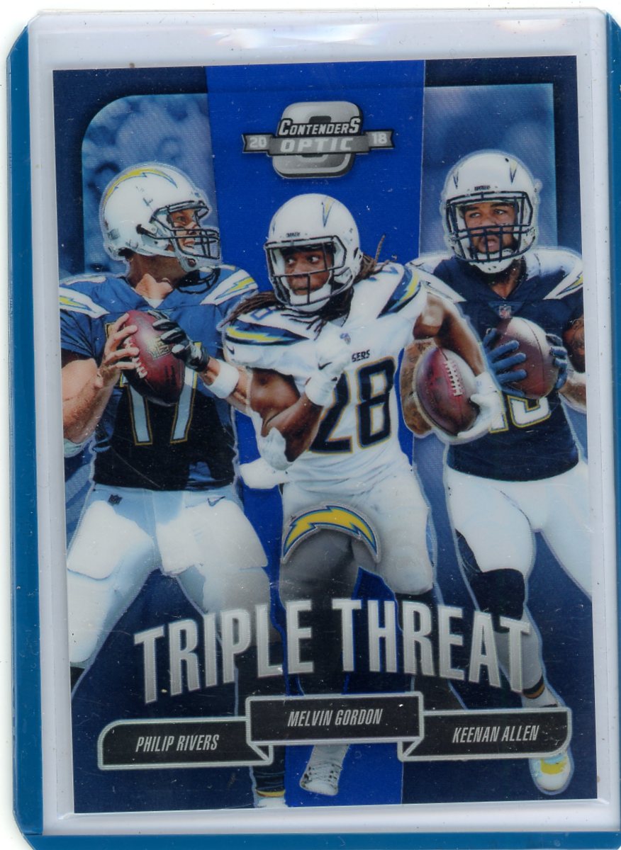 P Rivers M Gordon K Allen 2018 Panini Contenders Optic Triple Threat blue prizm #'d 23/25