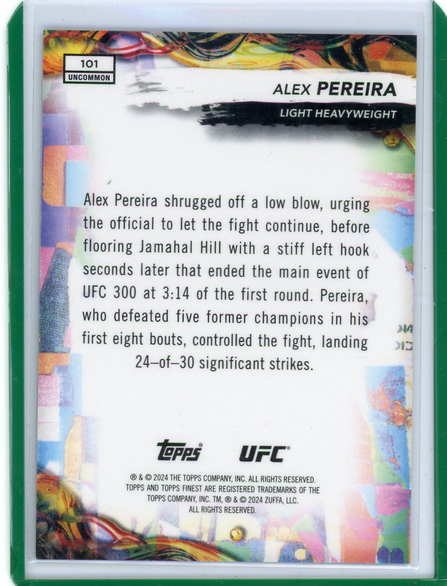 Alex Pereira 2024 Topps Finest UFC orange glitter refractor #'d 36/50