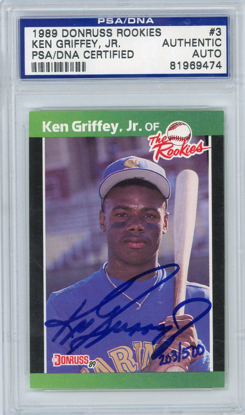 Ken Griffey Jr. 1989 Donruss The Rookies Auto Hand Numbered 203/500 PSA/DNA Authentic