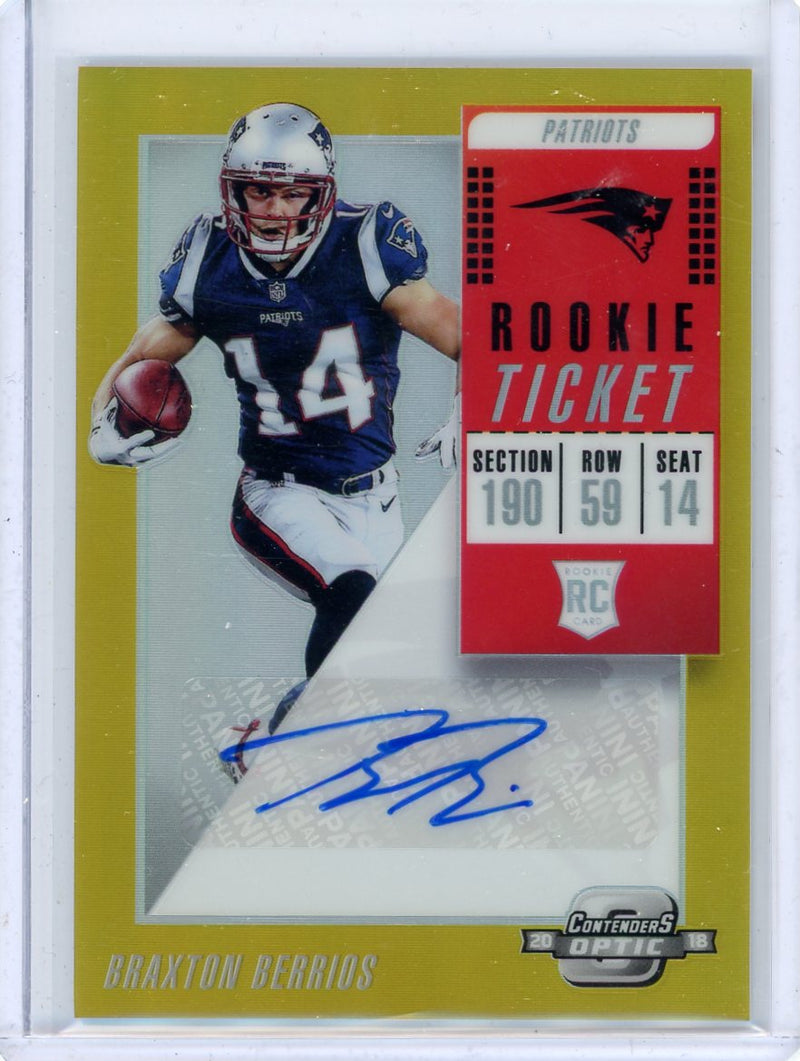 Braxton Berrios 2018 Panini Contenders Optic Rookie Ticket auto gold prizm 