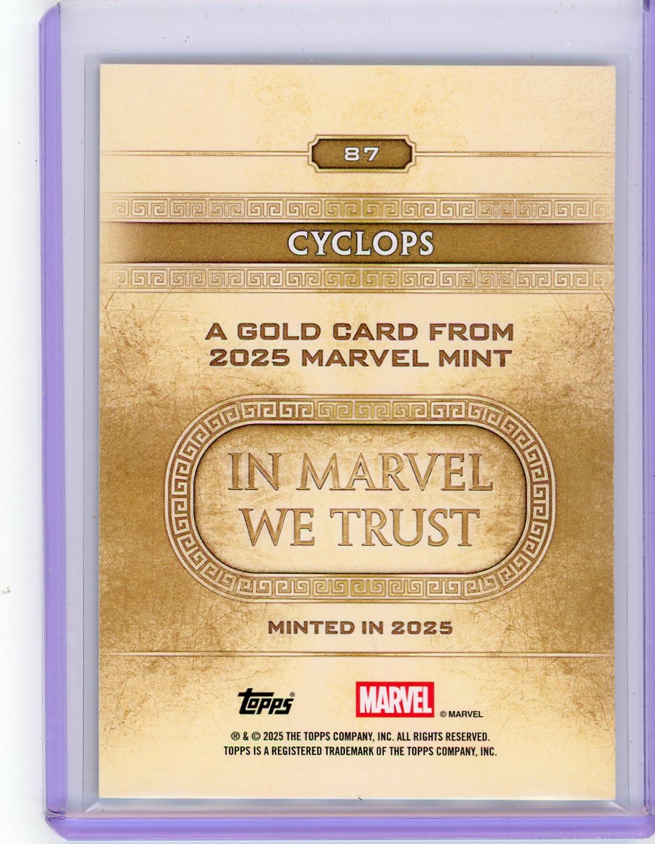 Cyclops 2025 Topps Marvel Mint Gold Minted #'d 12/50