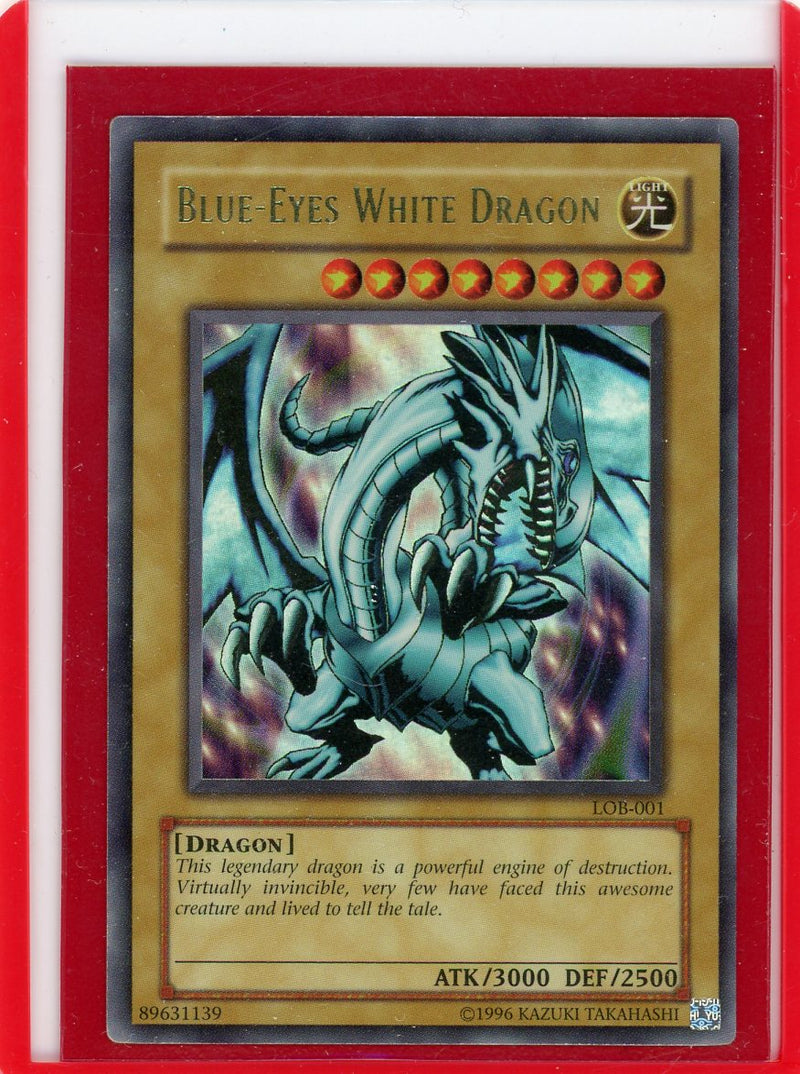 Blue-Eyes White Dragon 1996 Yu-Gi-Oh rare holo LOB-001