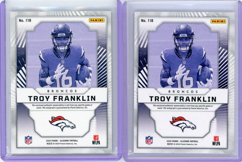 Troy Franklin 2024 Panini Illusions First Impressions RPA 2-card lot /199 + /399
