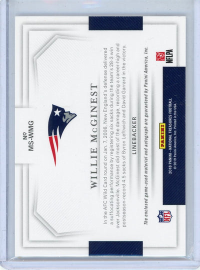Willie McGinest 2018 Panini National Treasures Material Signatures relic #'d 24/49