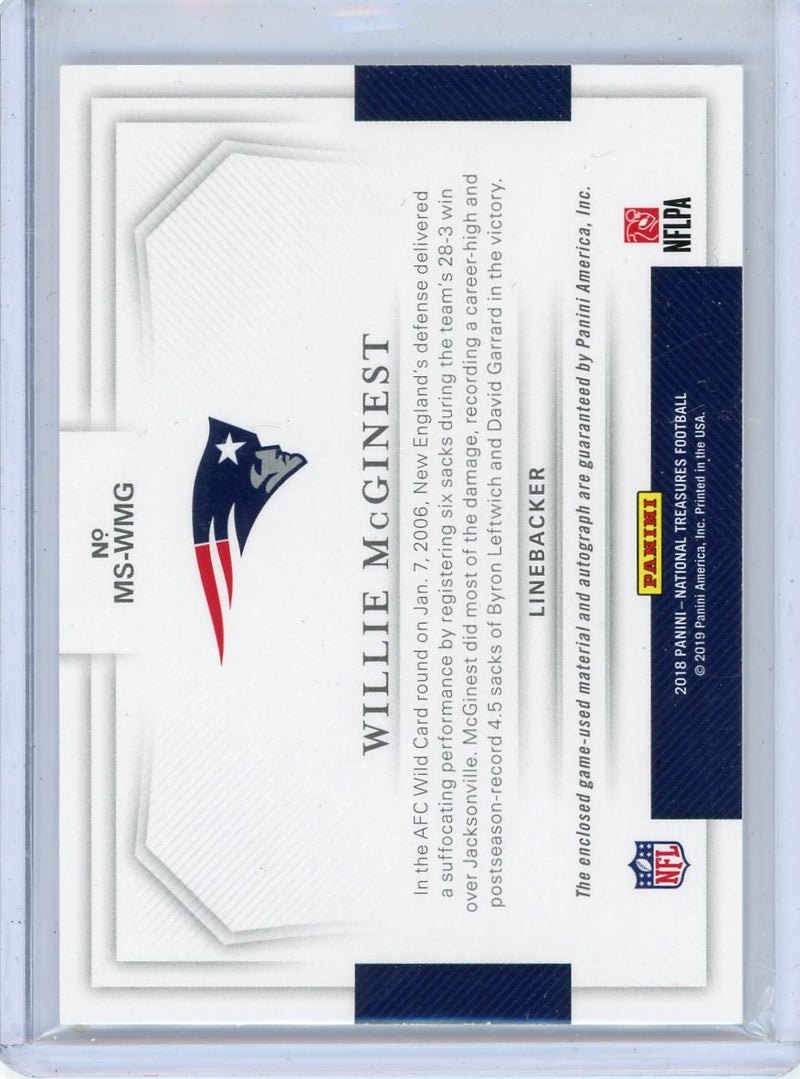 Willie McGinest 2018 Panini National Treasures Material Signatures relic 