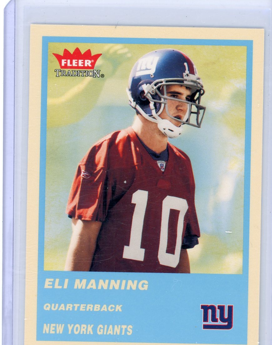 Eli Manning 2004 Fleer Tradition 2-card rookie lot blue + red border
