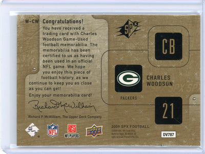 Charles Woodson 2009 Upper Deck SPX Winning Materials auth. game-used jersey relic #'d 223/249