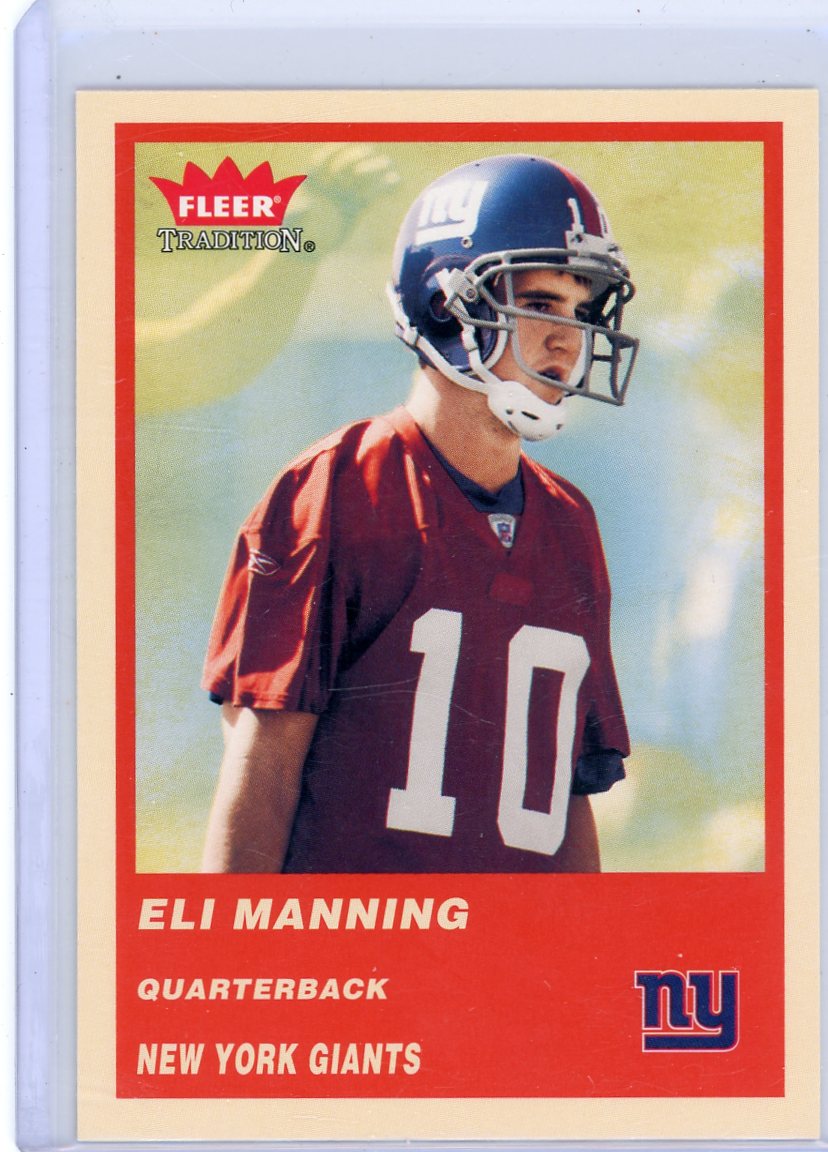 Eli Manning 2004 Fleer Tradition 2-card rookie lot blue + red border