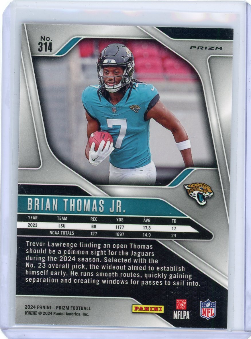 Brian Thomas Jr. 2024 Panini Prizm silver prizm rookie card