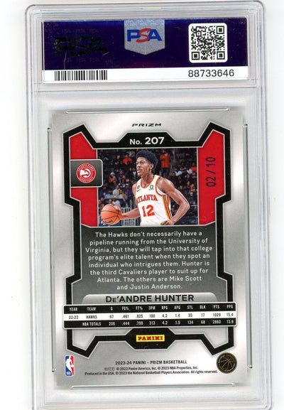 De'Andre Hunter 2023-24 Panini Prizm FOTL gold shimmer prizm #'d 02/10 PSA 10