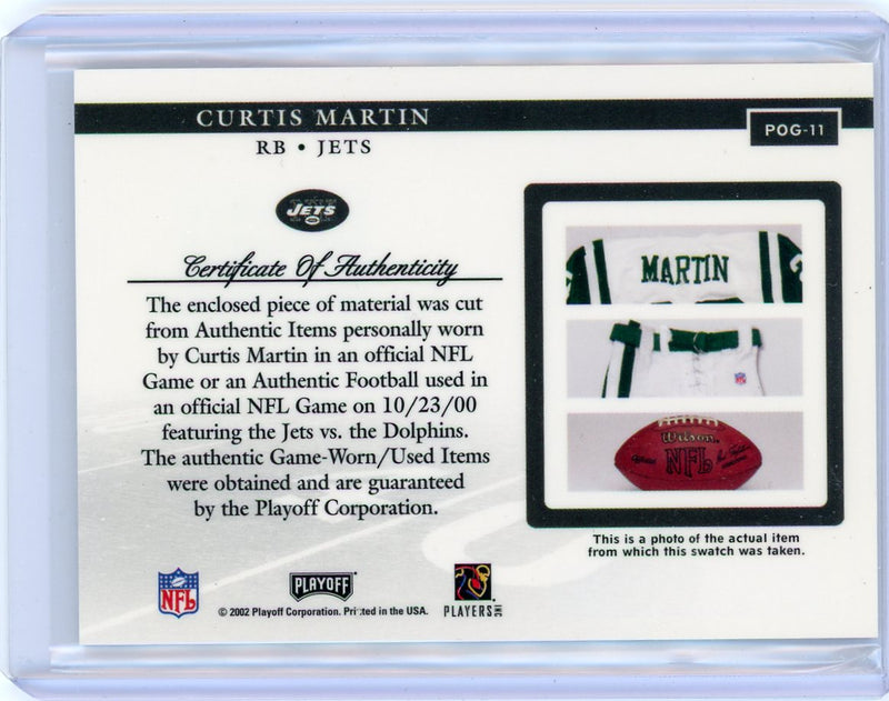 Curtis Martin 2002 Playoff Piece of the Game auth. game-used jersey relic