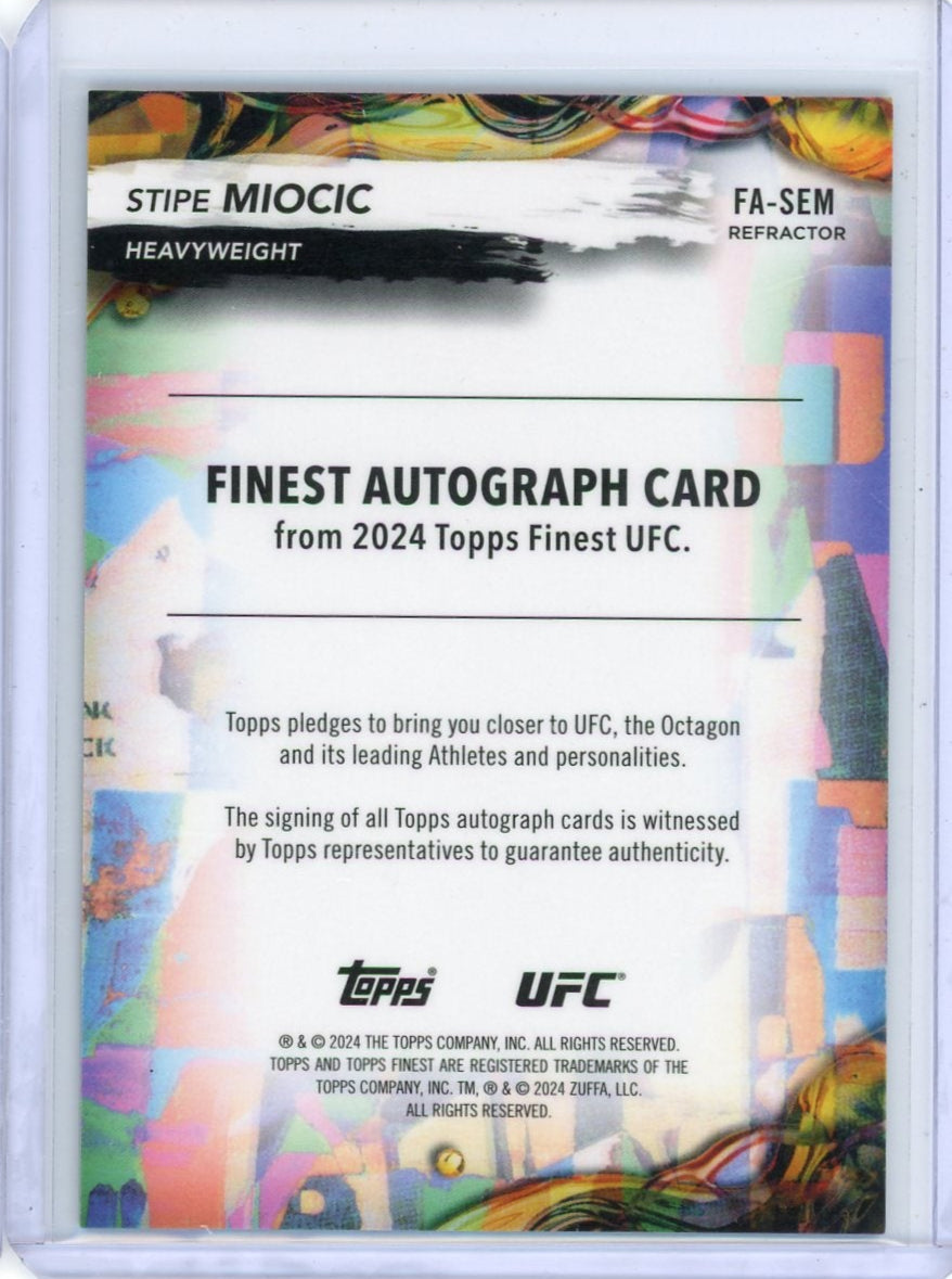 Stipe Miocic 2024 Topps Finest UFC Autograph Refractor #'d 18/99
