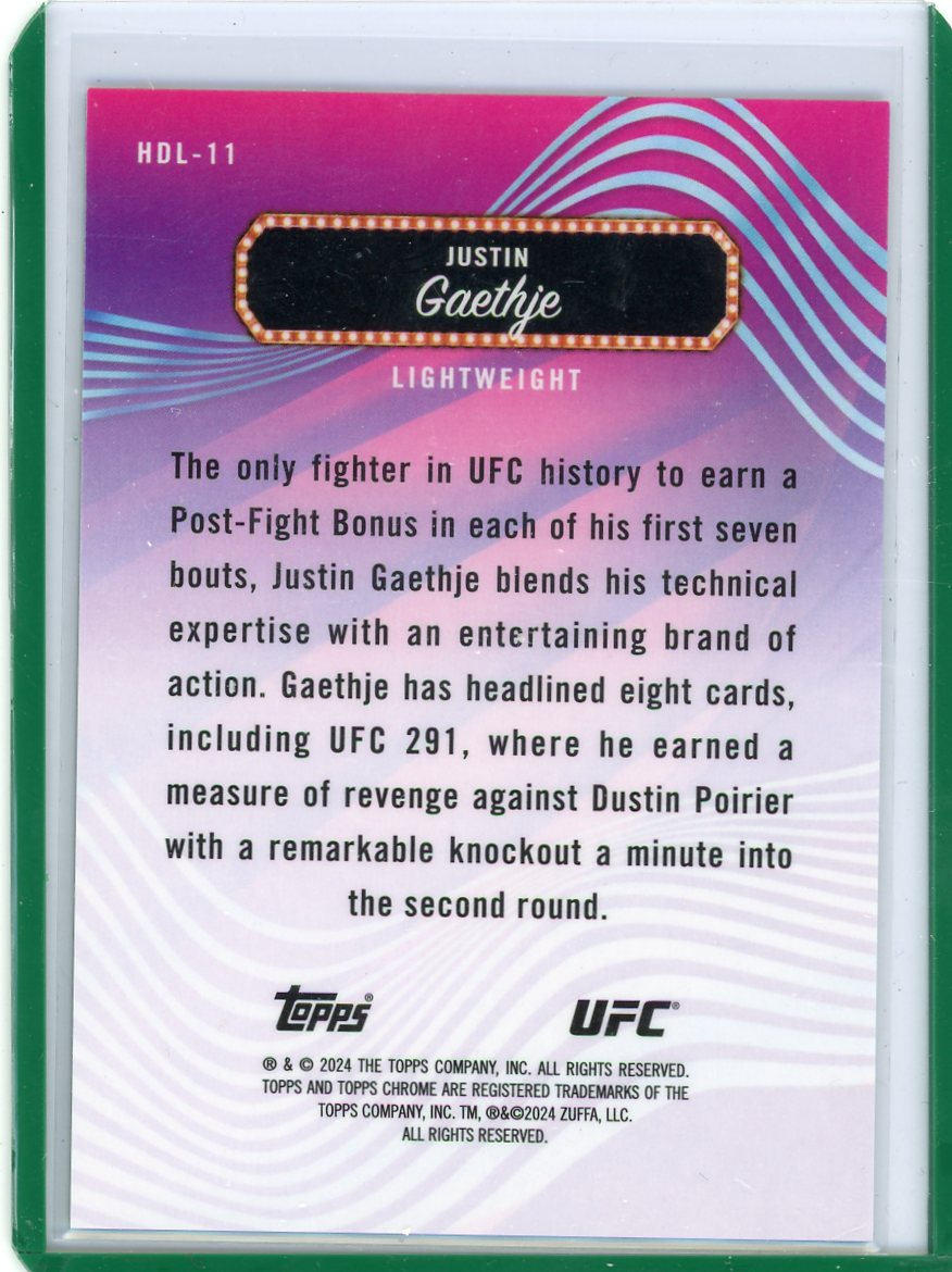 Justin Gaethjie 2024 Topps Finest Headliners green shimmer refractor #'d 06/93