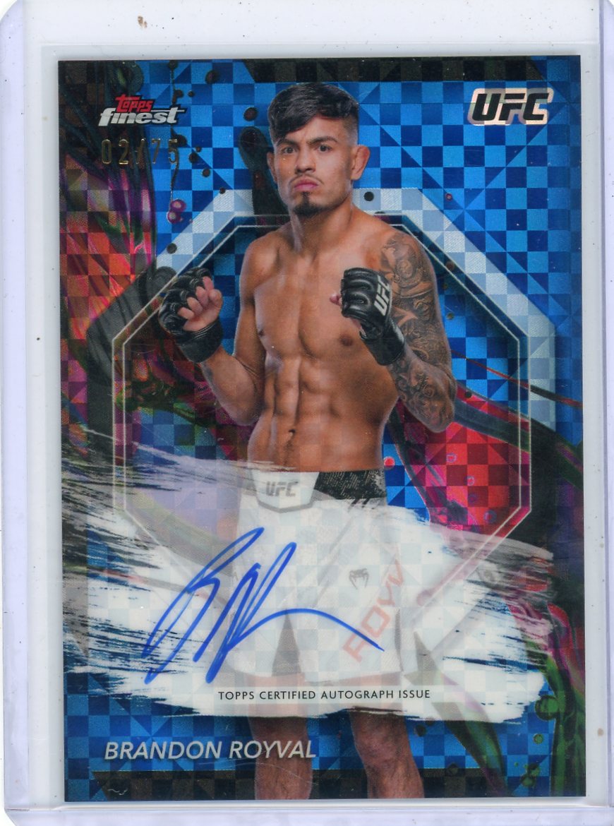 Brandon Royval 2024 Topps Finest UFC Autograph Blue Refractor #'d 02/75