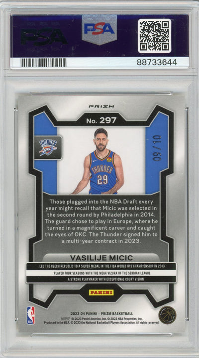 Vasilije Micic 2023-24 Panini Prizm FOTL gold shimmer prizm #'d 09/10 PSA 8 rookie card