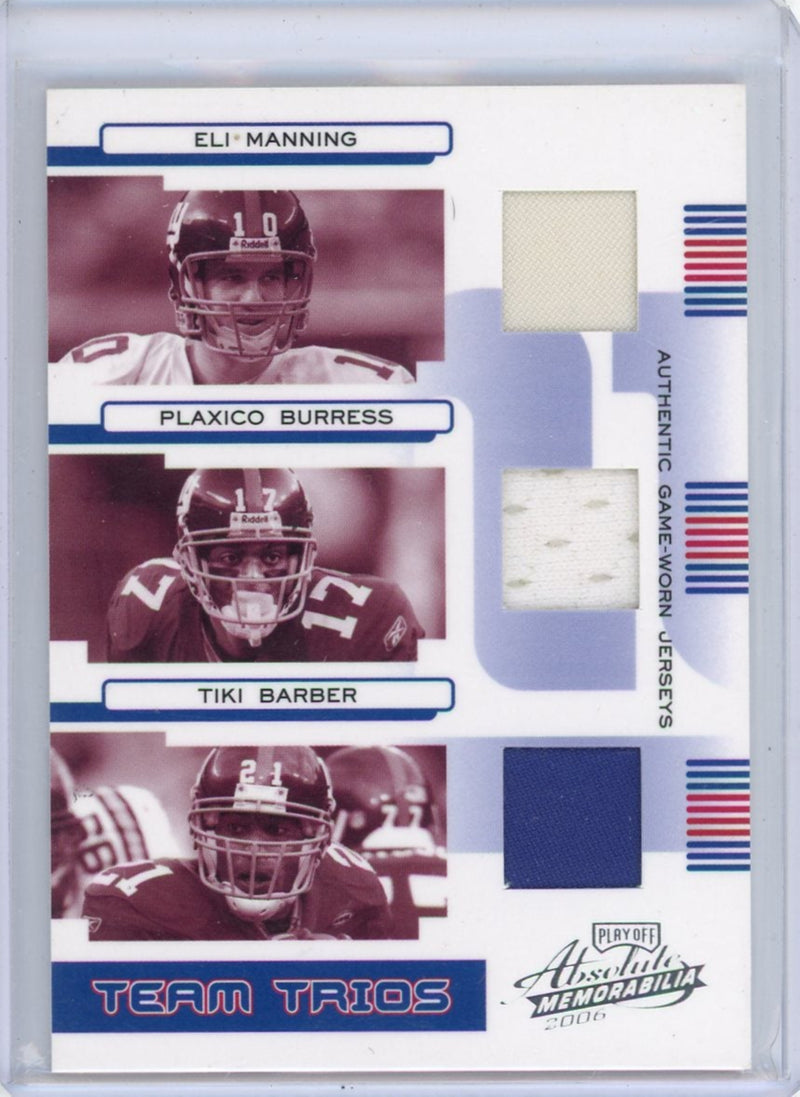 E Manning P Burress T Barber 2006 Donruss Absolute Team Trios triple relic 