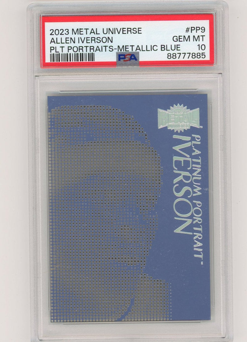 Allen Iverson 2023 Metal Universe Platinum Portraits Metallic Blue PSA 10