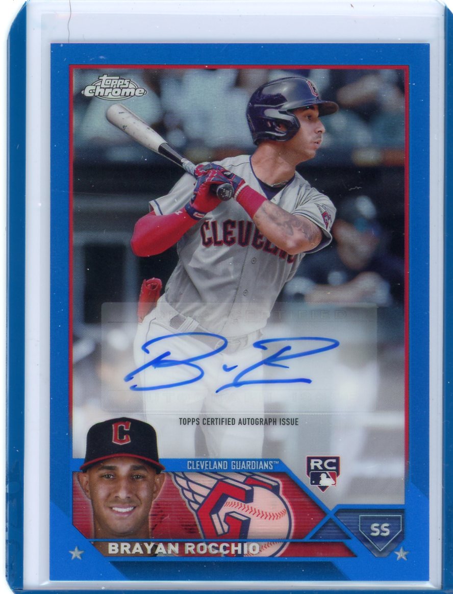 Brayan Rocchio 2023 Topps Chrome autograph rookie card blue ref. #'d 084/150