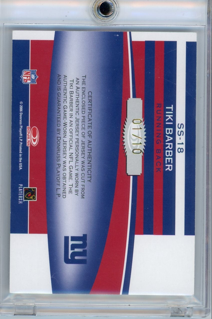 Tiki Barber 2006 Donruss Leaf Rookies & Stars Statistical Standouts autograph #'d 01/10