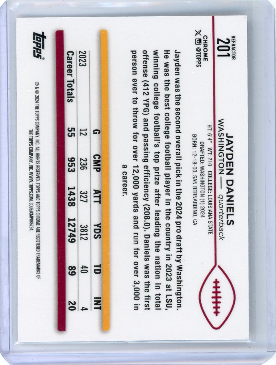 Jayden Daniels 2024 Topps Chrome refractor rookie card