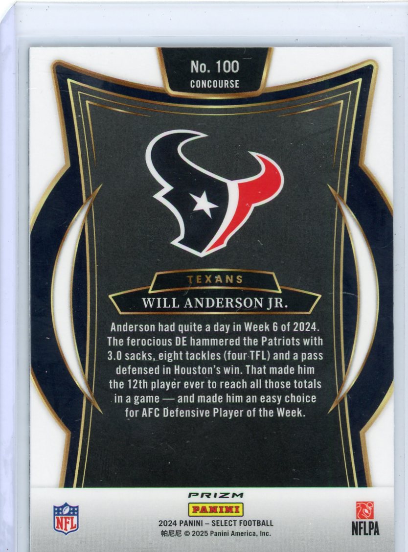 Will Anderson Jr. 2024 Panini Select Football Zebra SSP – Piece Of The Game