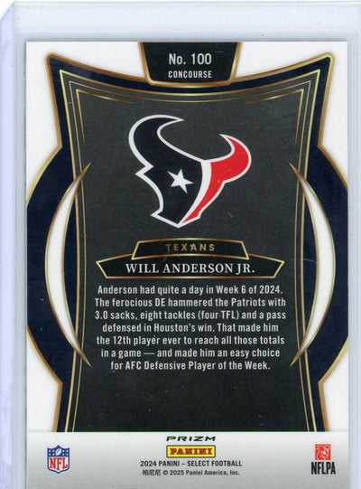 Will Anderson Jr. 2024 Panini Select Football Zebra SSP