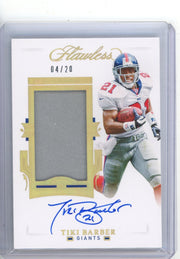 Tiki Barber 2021 Panini Flawless patch autograph #'d 04/20