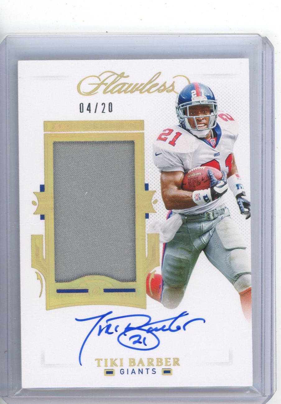 Tiki Barber 2021 Panini Flawless patch autograph #'d 04/20