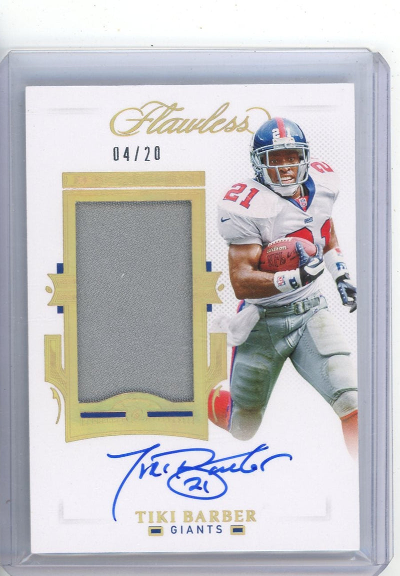 Tiki Barber 2021 Panini Flawless patch autograph 