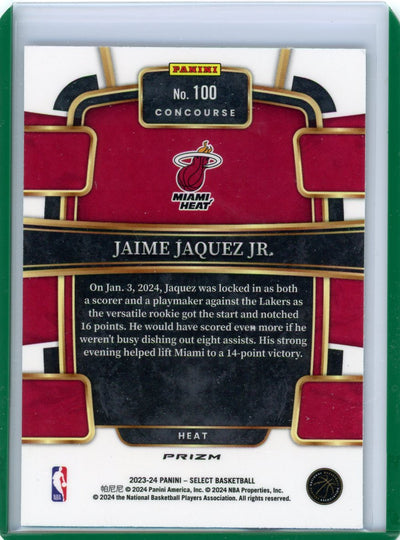 Jaime Jaquez Jr. 2023-2024 Panini Select green shock prizm rookie card