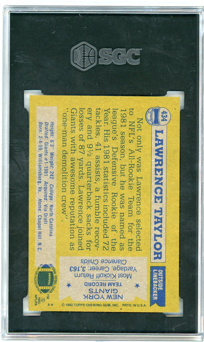 Lawrence Taylor 1982 Topps #434 SGC 7.5