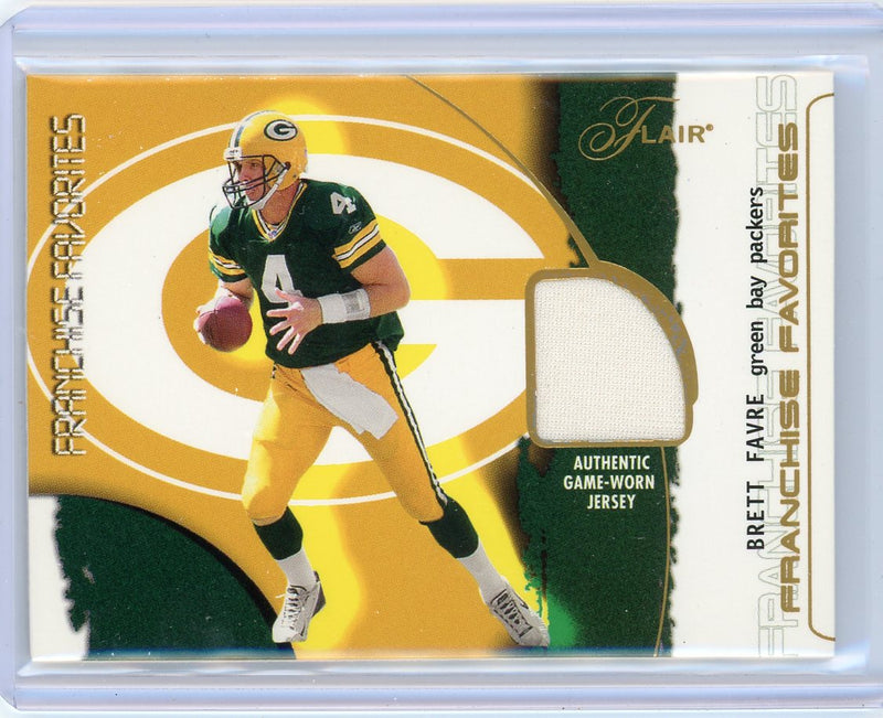 Brett Favre 2002 Fleer Flair Franchise Favorites auth. game-used jersey relic