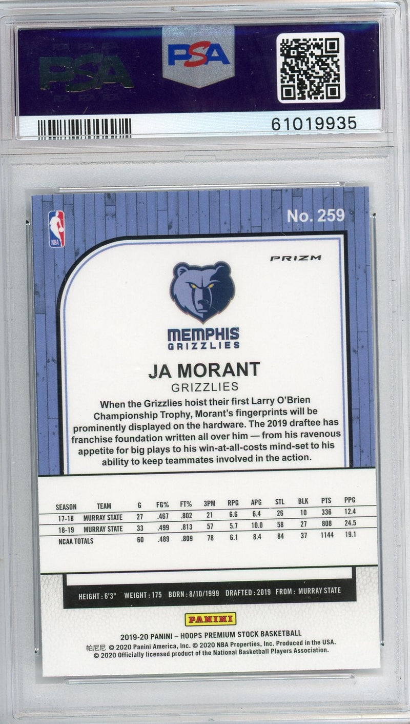 Ja Morant 2019 Panini Hoops Premium Stock SP-Flash Rookie PSA 9