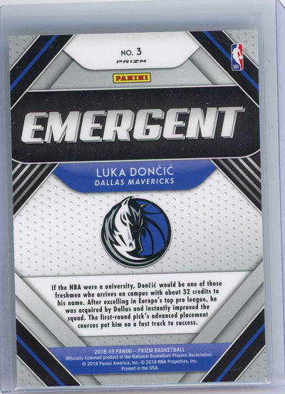 Luka Doncic 2018 Panini Prizm Emergent Green Prizm Rookie