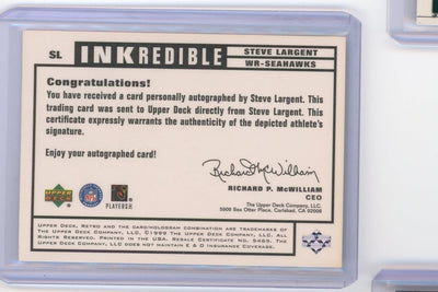 Steve Largent 1999 Upper Deck INKredible on-card autograph