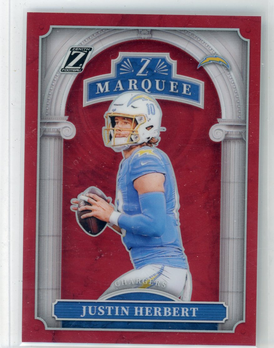 Justin Herbert 2024 Panini Zenith Marquee red prizm #'d 25/49