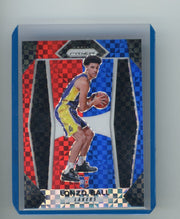 Lonzo Ball 2017-18 Panini Prizm red/blue checkerboard prizm rookie card