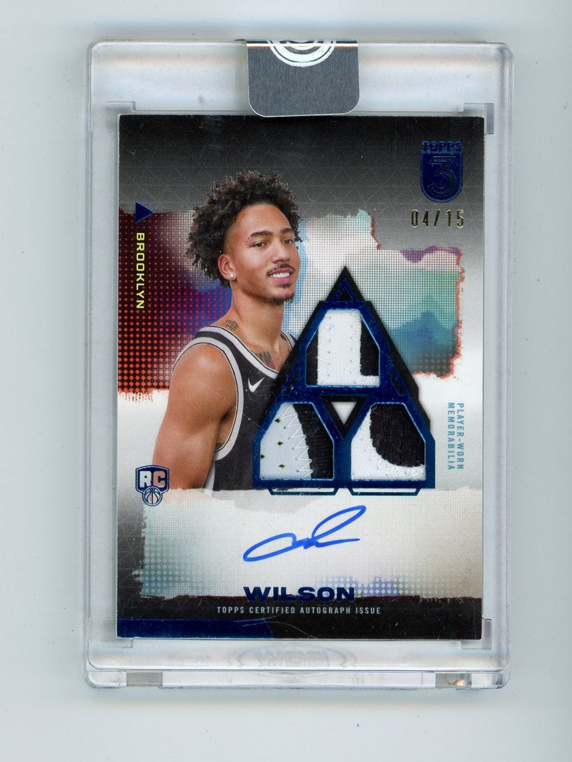 Jalen Wilson 2023-24 Topps 3 Rookie 3 Patch Vertical autograph blue #'d 04/15