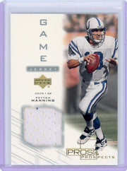 Peyton Manning 2001 Upper Deck Pros & Prospects game-used jersey relic