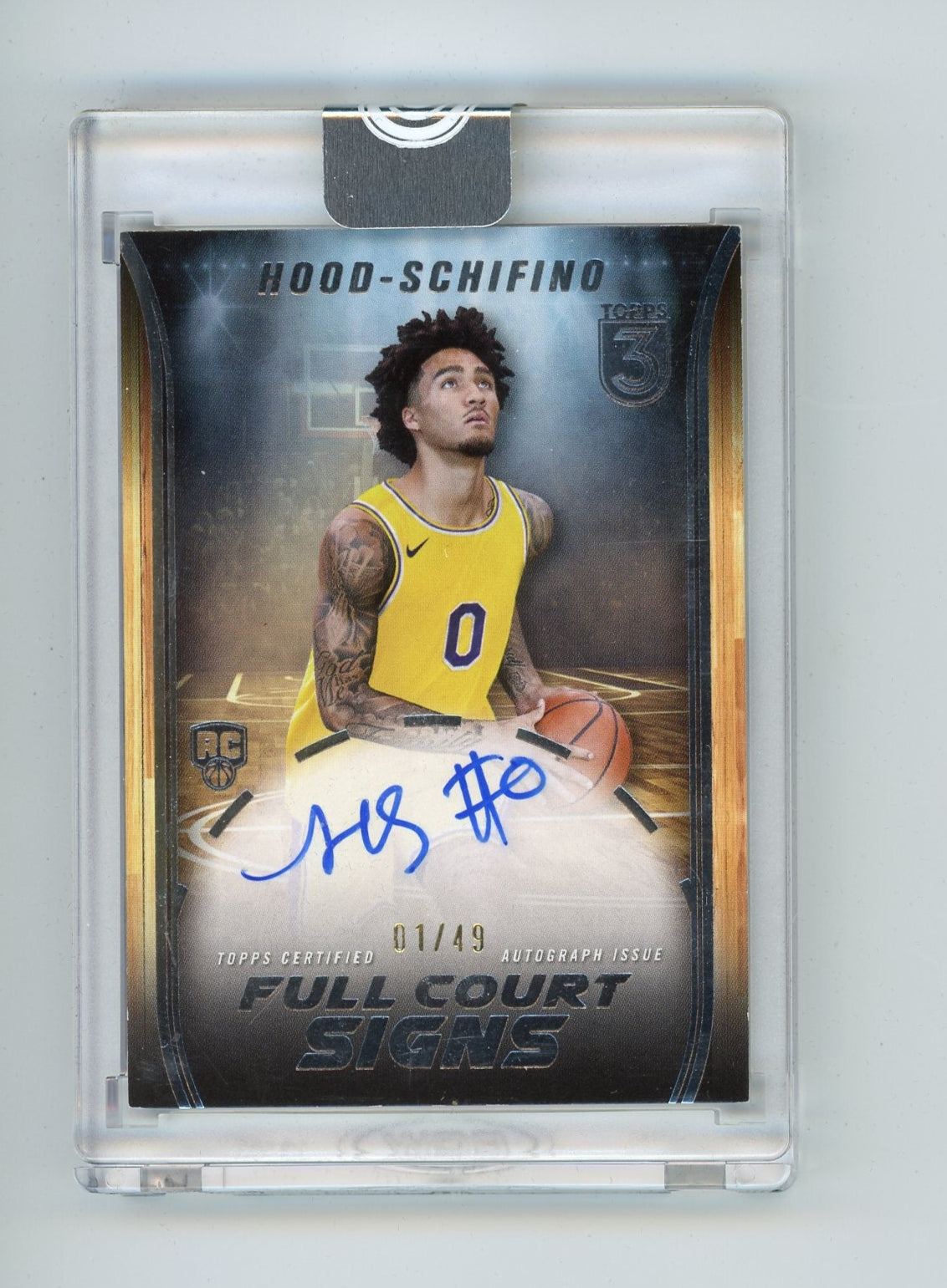 Jalen Hood-Schifino 2023-24 Topps 3 Full Court Signs auto rookie card #'d 01/49