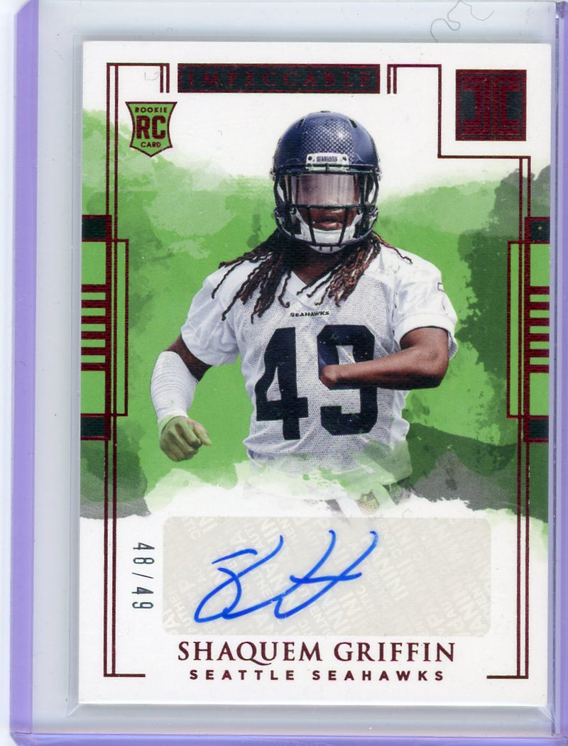 Shaquem Griffin 2018 Panini Impeccable autograph rookie card 