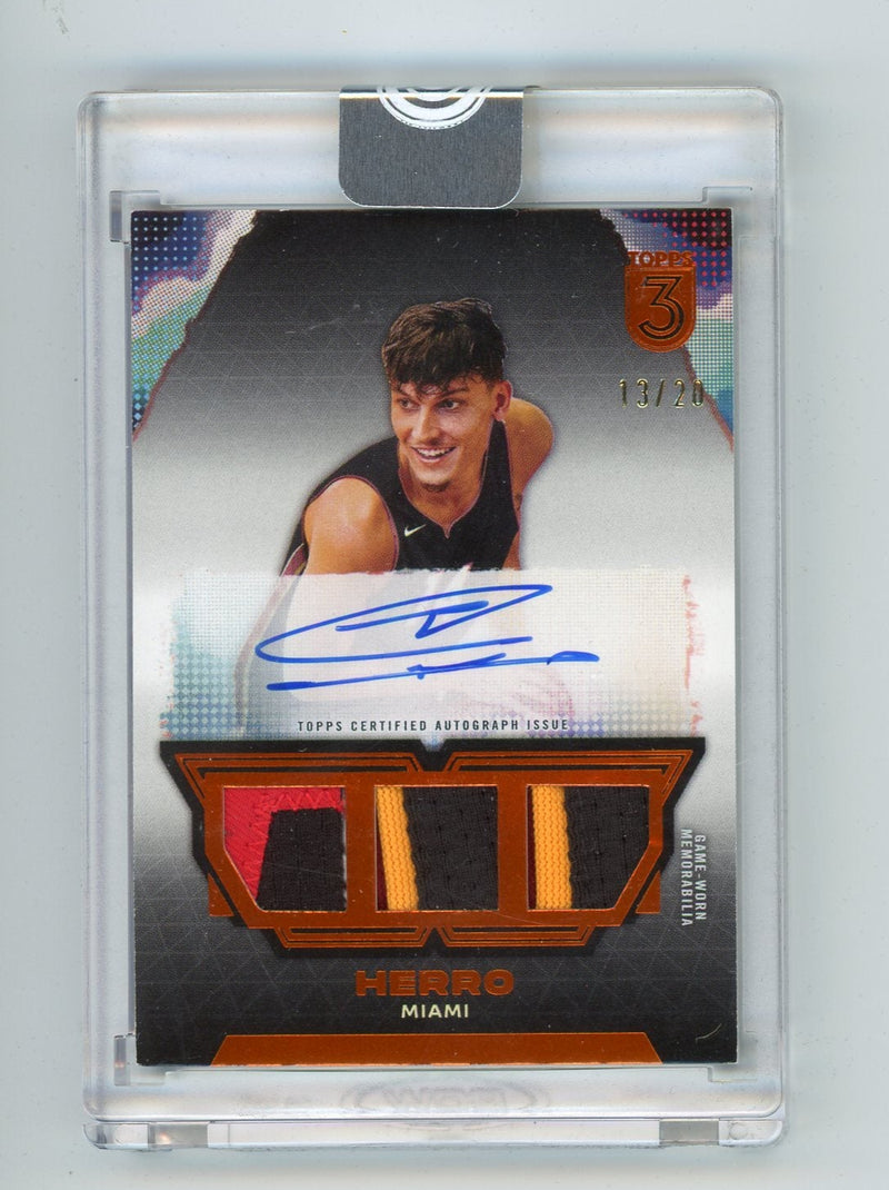 Tyler Herro 2023-24 Topps 3 Triple Relic auto bronze 