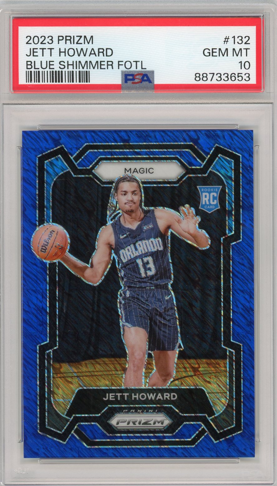 Jett Howard 2023 Panini Prizm FOTL blue shimmer prizm rookie card #'d 29/35 PSA 10