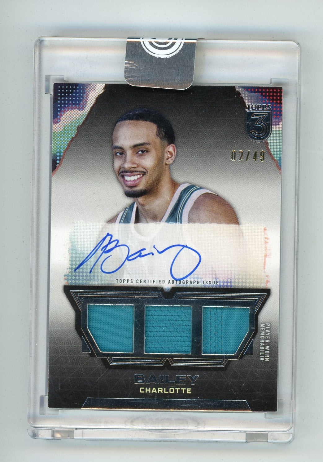 Amari Bailey 2023-24 Topps 3 Triple Relic autograph #'d 02/49