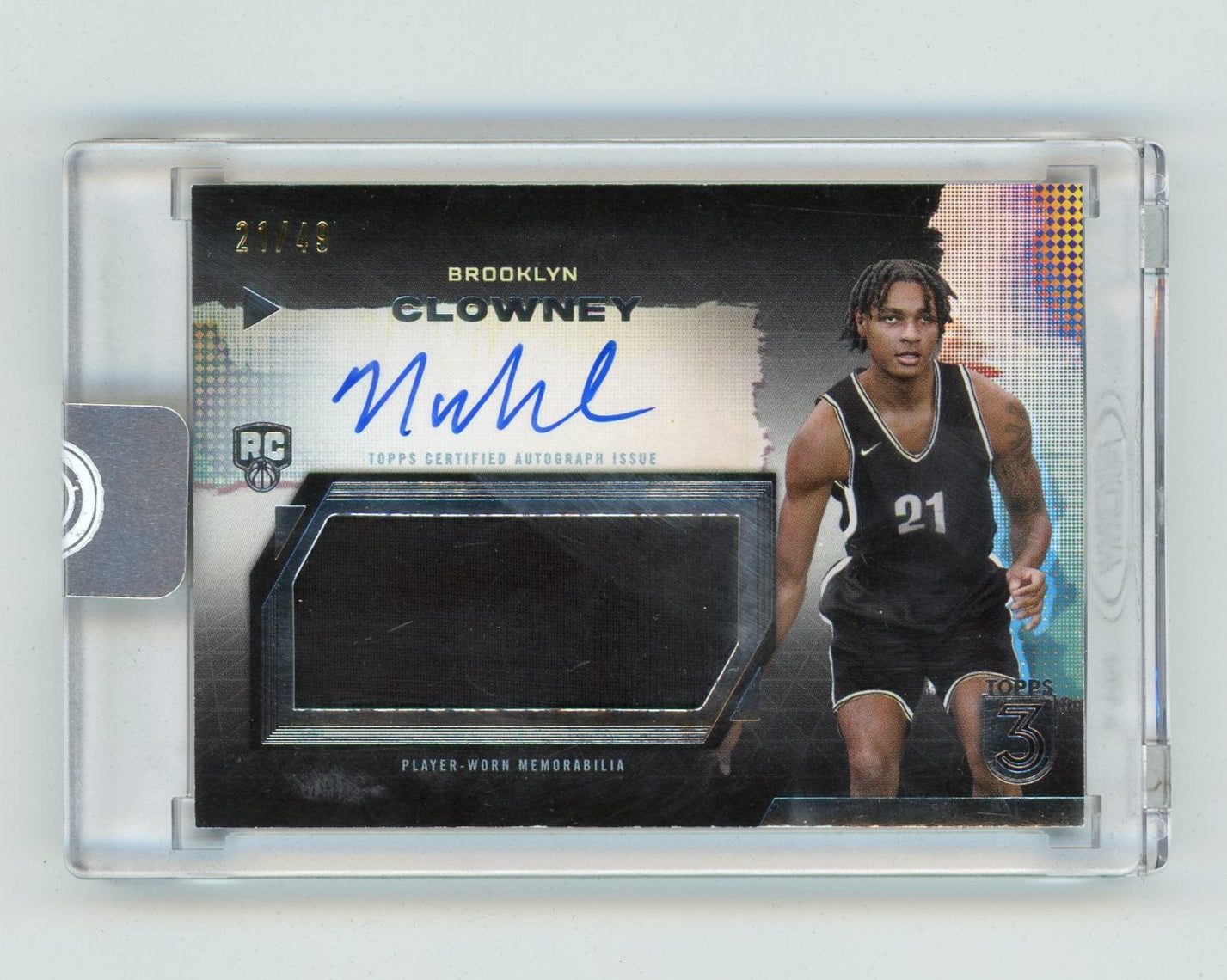 Noah Clowney 2023-24 Topps 3 Rookie Relics autograph #'d 21/49