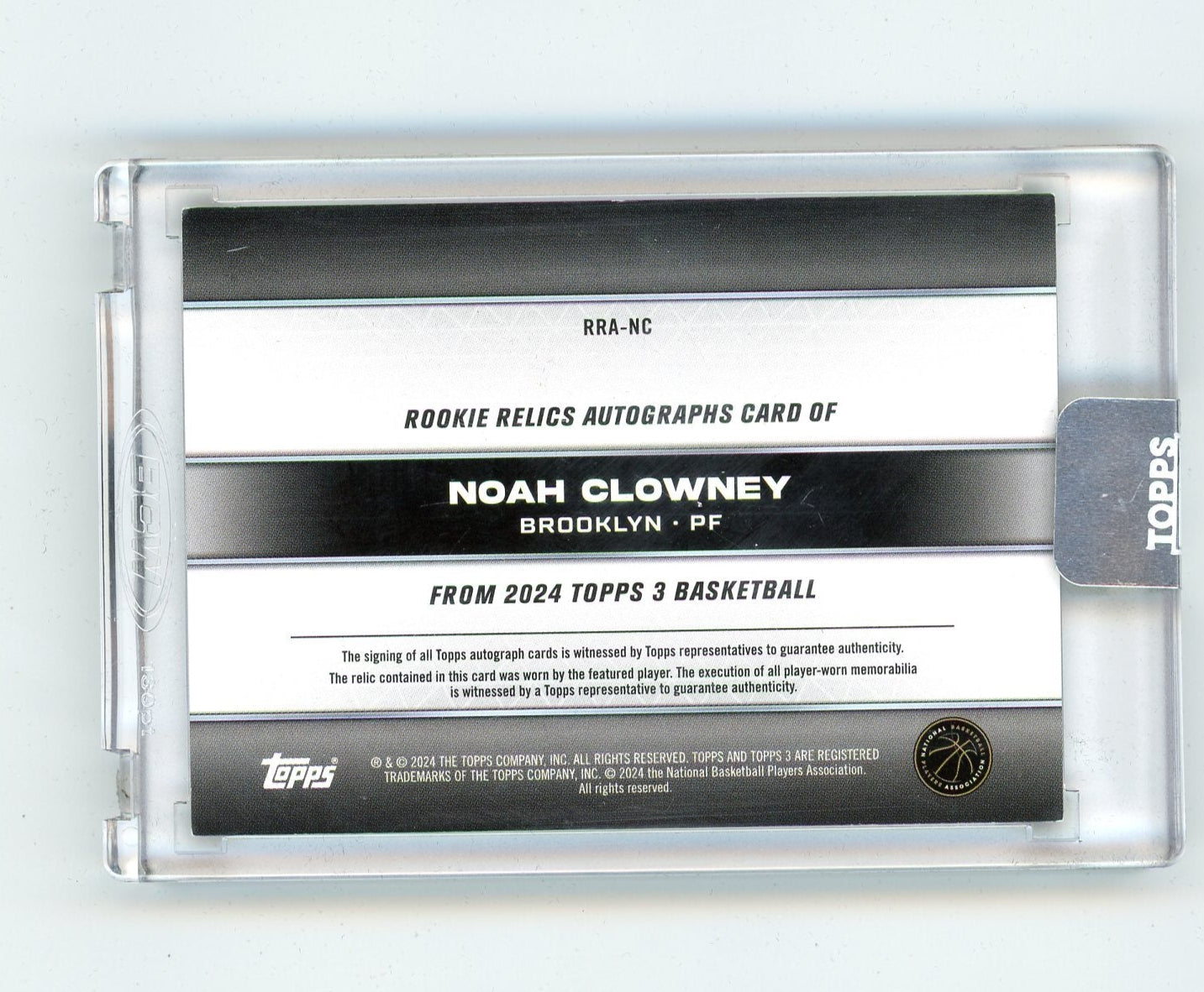 Noah Clowney 2023-24 Topps 3 Rookie Relics autograph #'d 21/49